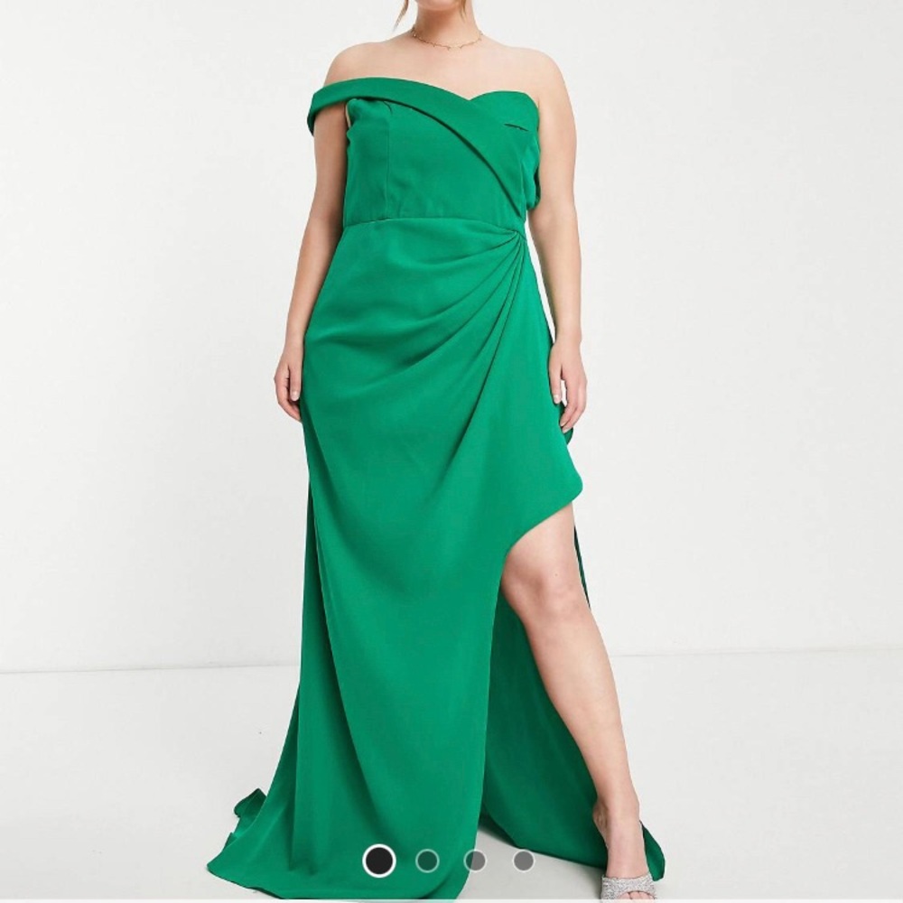 Yaura Emerald Green One Shoulder Maxi Dress